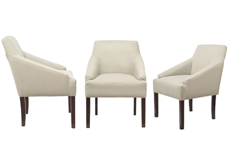 Colored chairs from fabric and suede on a white backgroundの写真素材