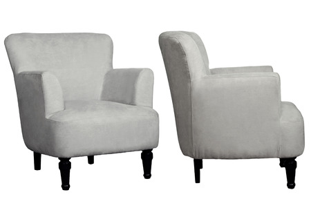 Colored chairs from fabric and suede on a white backgroundの写真素材