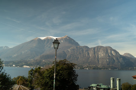 Lantern with the mountains in the backgroundの写真素材
