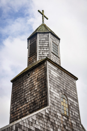 UNESCO World Heritage Wooden Church, Chiloe Island, Patagonia, Chileの写真素材