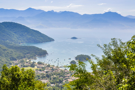 View of the village in Ilha Grande Island, Green Coast, Brazilの写真素材