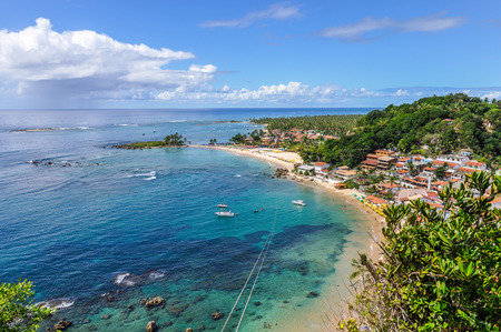 Vuew of First Beach in Morro de Sao Paulo, Salvador, Brazilの写真素材
