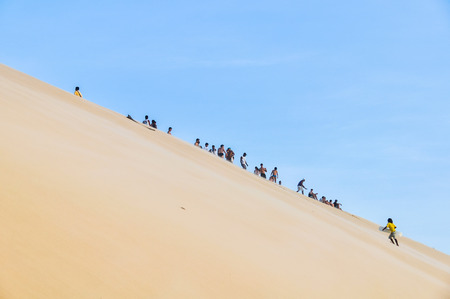 Sand dunes at sunset in the isolated coastal village of Jericoacoara, Brazilの写真素材