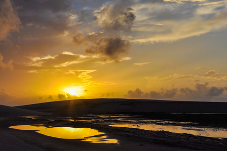 Sunrise colors in Lencois Maranheses National Park, Brazilの写真素材