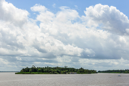 Island as seen from the boat on the Amazon River in Brazil.の写真素材