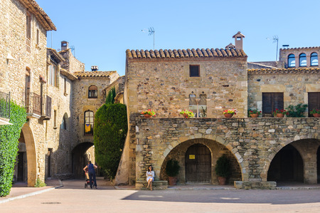 Medieval streets in the Catalan village of Monells, Spainのeditorial素材