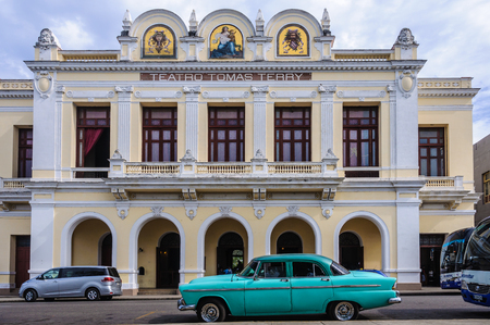 Tomas Terry Theater in Jose Marti Park, the UNESCO World Heritage main square of Cienfuegos, Cubaのeditorial素材
