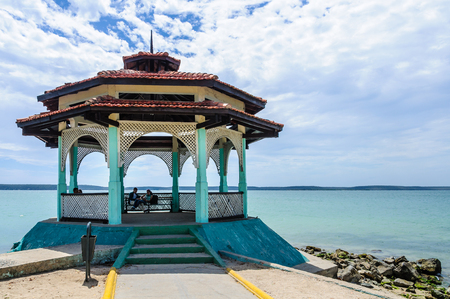 Small house on the seaside in Punta Gorda, Cienfuegos, Cubaのeditorial素材