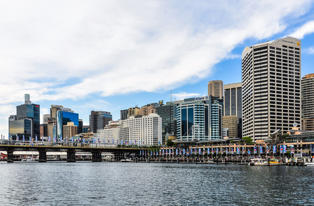 View of the skyscapers in Darling Harbour in Sydney, Australiaのeditorial素材