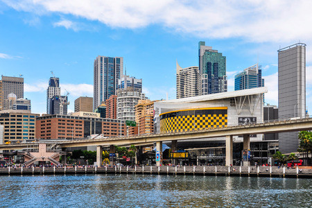 View of the skyscapers in Darling Harbour in Sydney, Australiaのeditorial素材