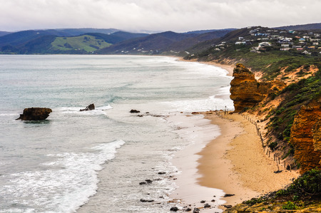 Bells Beach a surfers paradise on the Great Ocean Road in Australiaの写真素材