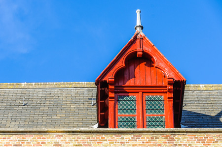 Window of the Holy Mother Church in the UNESCO World Heritage Old Town of Bruges, Belgiumの写真素材