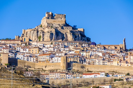 View of the hilltop village of Morella, Spainのeditorial素材