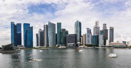 Skyscrapers of the Business District in Marina Bay in the city-state of Singapore