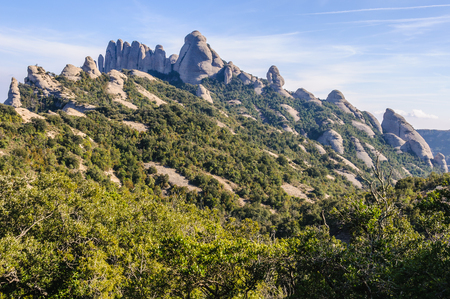 Rocks in the forest in Montserrat Mountain, Catalonia, Spainの写真素材