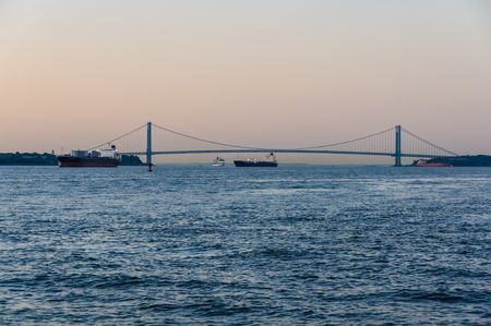 The Verrazano-Narrows at dawn in Staten Island, New York, USAの写真素材