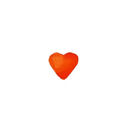 Watercolor hand painted orange heart shape design element. Orange heart background. Hand drawing illustration on watercolor paperの写真素材