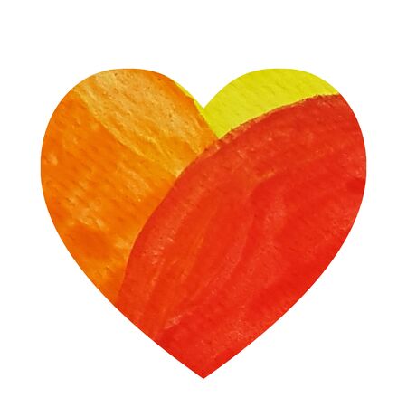 Watercolor hand painted rainbow heart shape design element. Colorful heart background. Hand drawing illustration on watercolor paperの写真素材