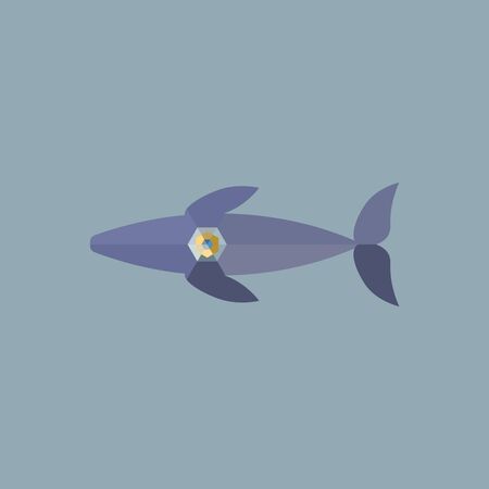 Colorful whale with mechanic heart on grey background. Low poly imitation, can be printed on textile, wallpaper, wrapping paper, greeting cards, wedding decoration, etc.のイラスト素材