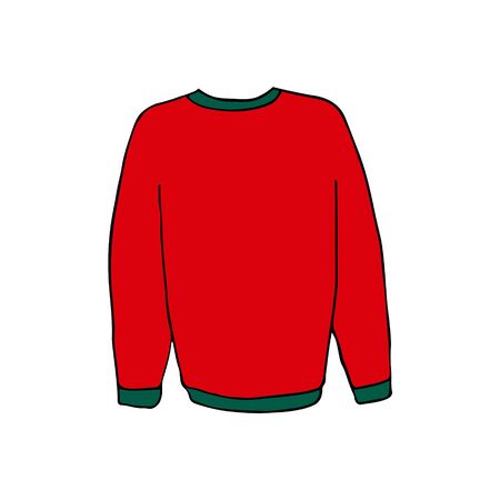 Sweater or pullover for winter or Christmas. Colorful outline on white background. Picture can be used in christmas and new year greeting cards, posters, flyers, banners, logo etc. Vector illustration. EPS10のイラスト素材