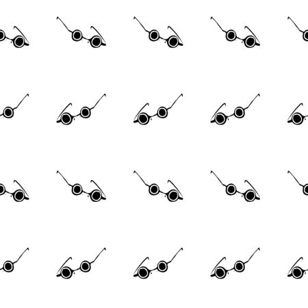 Seamless pattern from sunglasses. Summer clothes and accessories. Black silhouette on white background.のイラスト素材