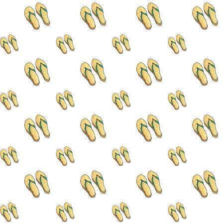 Slippers, flip flops seamless pattern on white background. Summer clothes and accessories.