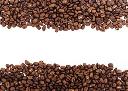 coffee beans isolated on white background. roasted coffee beans, can be used as a background.の写真素材