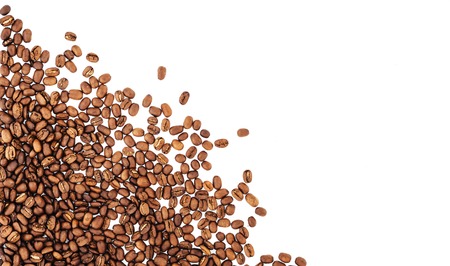 coffee beans isolated on white background. roasted coffee beans, can be used as a background.の写真素材