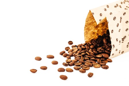 coffee beans isolated on white background. roasted coffee beans, can be used as a background.の写真素材