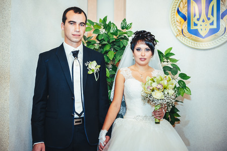 Wedding ceremony in a registry office, marriage.の写真素材