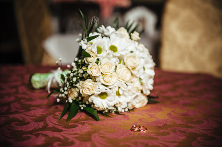 Bridal Bouquet on old and elegant table.の写真素材