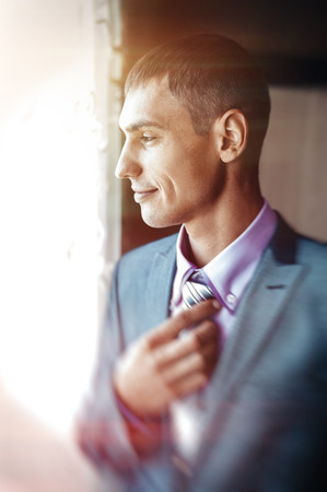 Best man getting ready for a special day.の写真素材