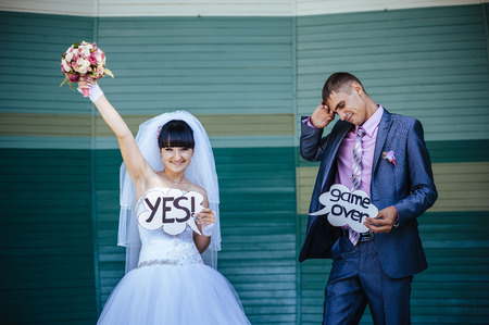 Loving wedding couple outdoor.の写真素材