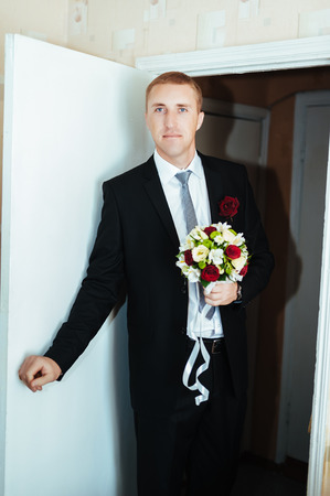 wedding couple. first meeting of bride and groom.の写真素材