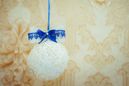 ball of white thread festive decoration embellishments.の写真素材