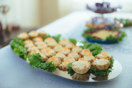 Delicacies and snacks at a buffet or Banquet. Catering.