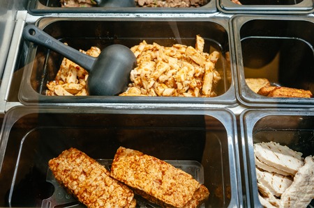 Addons in fast food kiosk in street restaurant