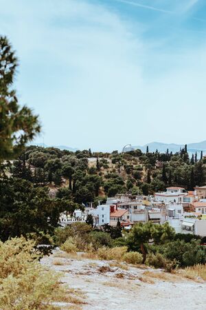 Famous Odeon theatre in Athens, Greece, view from Acropolis.の写真素材