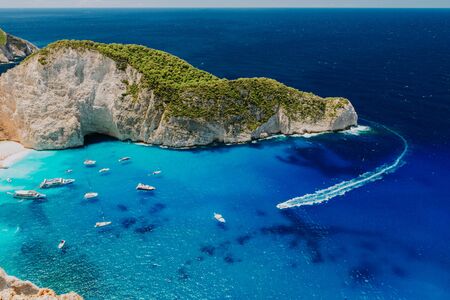 View of the shipwreck on the beach Navagio in Zakynthos, Greece