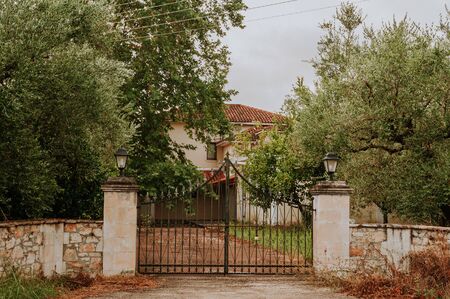 Rural dry stone house in olive tree orchand in Spain or Greece or Italyの写真素材