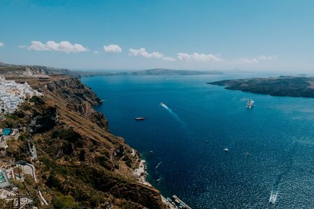 Oia Santorini Greece famous with romantic and beautiful sunsets. Oia village in Santorini island.Greeceの写真素材