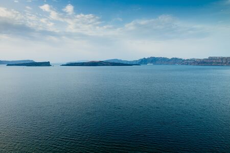 Santorini island, Greece. Beautiful summer landscape, sea viewの写真素材