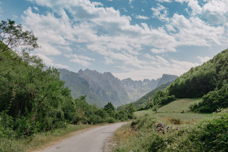 A view of the accursed mountains in the Grebaje Valley. Prokletije, also known as the Albanian Alps and the Accursed Mountains, is a mountain range on the Balkan peninsula, extending from northern Albania to Kosovo and eastern Montenegro.の写真素材