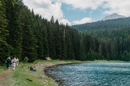 Black Lake Crno jezero , northern Montenegro. It is a glacial lakeon the Mount Durmitor, on an altitude of 1,416 m. Black lake in Durmitor national park in Montenegro, Europe. Beauty world.の写真素材