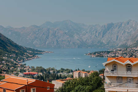 Bay of Kotor of Adriatic Sea, Montenegro. Beautiful view of the natural landscape. shore of Kotor....