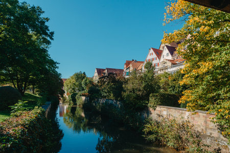 Old national German town house in Bietigheim-Bissingen, Baden-Wuerttemberg, Germany, Europe. Old Town is full of colorful and well preserved buildings.の写真素材