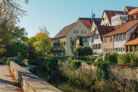 Old national German town house in Bietigheim-Bissingen, Baden-Wuerttemberg, Germany, Europe. Old Town is full of colorful and well preserved buildings.の写真素材