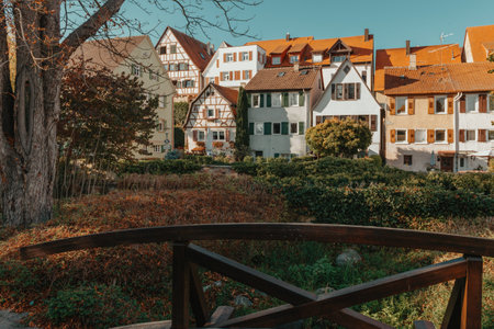 Old national German town house in Bietigheim-Bissingen, Baden-Wuerttemberg, Germany, Europe. Old Town is full of colorful and well preserved buildings.の写真素材