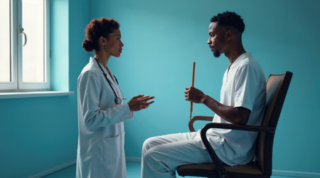Woman in White Shirt in Medical Setting, Healthcare Worker, Clean Environment, Medical Background, Digital Health and Nursing.の素材
