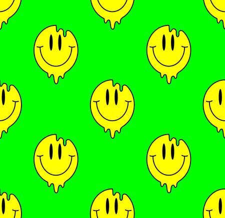 Melting or dripping smiles seamless pattern. Vector seamless backgroundのイラスト素材